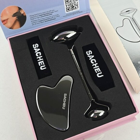 SACHEU Beauty The Ultimate Stainless Steel Facial 2 Pc Tool Set Travel Pouches - Picture 5 of 16